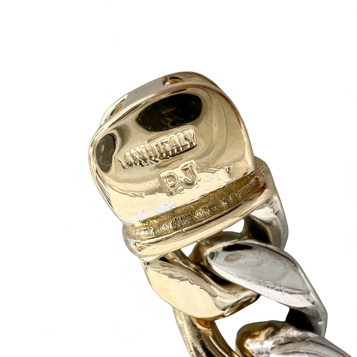 14k White & Yellow Gold Two Tone 8.00mm Cuban Link Bracelet 54g 9.00"