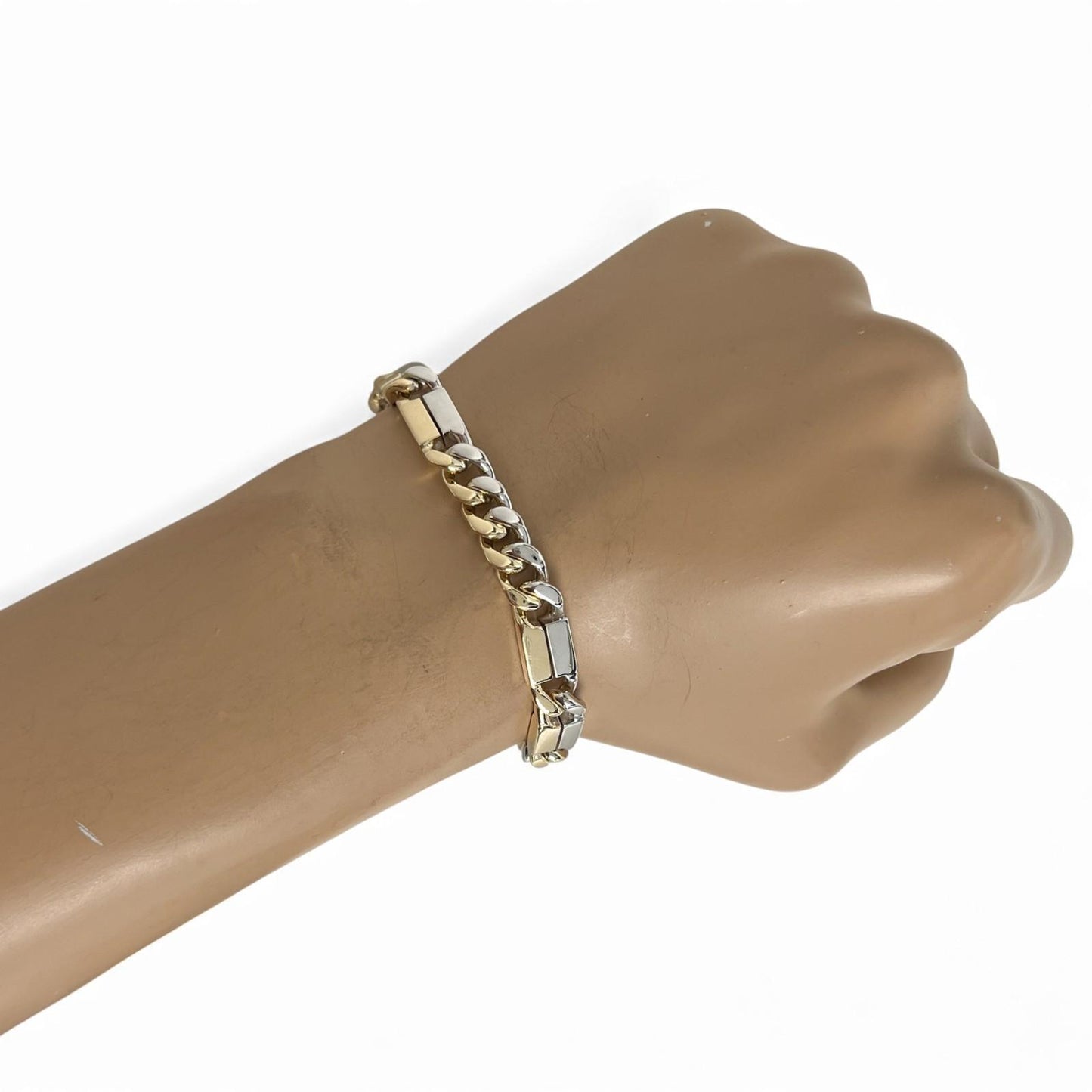 14k White & Yellow Gold Two Tone 8.00mm Cuban Link Bracelet 54g 9.00"