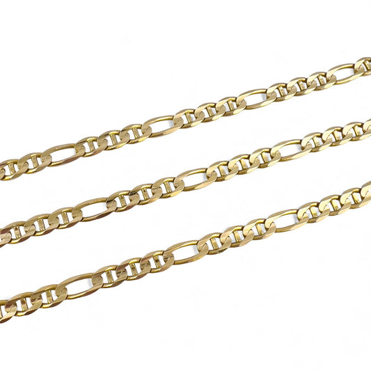 14k Solid Yellow Gold Figaro Mariner Link 6.00mm Chain Necklace 24" 32.3g ITALY