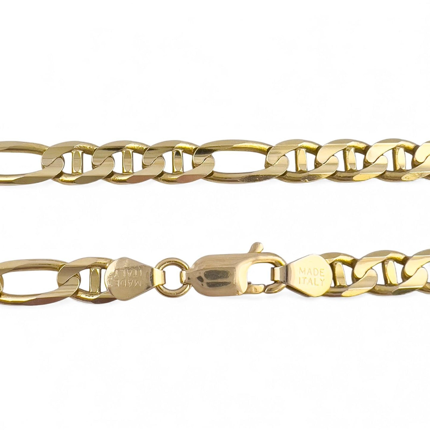 14k Solid Yellow Gold Figaro Mariner Link 6.00mm Chain Necklace 24" 32.3g ITALY