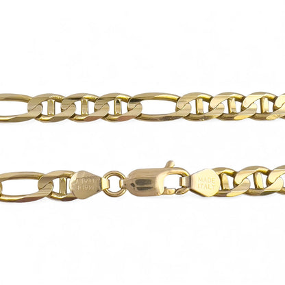 14k Solid Yellow Gold Figaro Mariner Link 6.00mm Chain Necklace 24" 32.3g ITALY