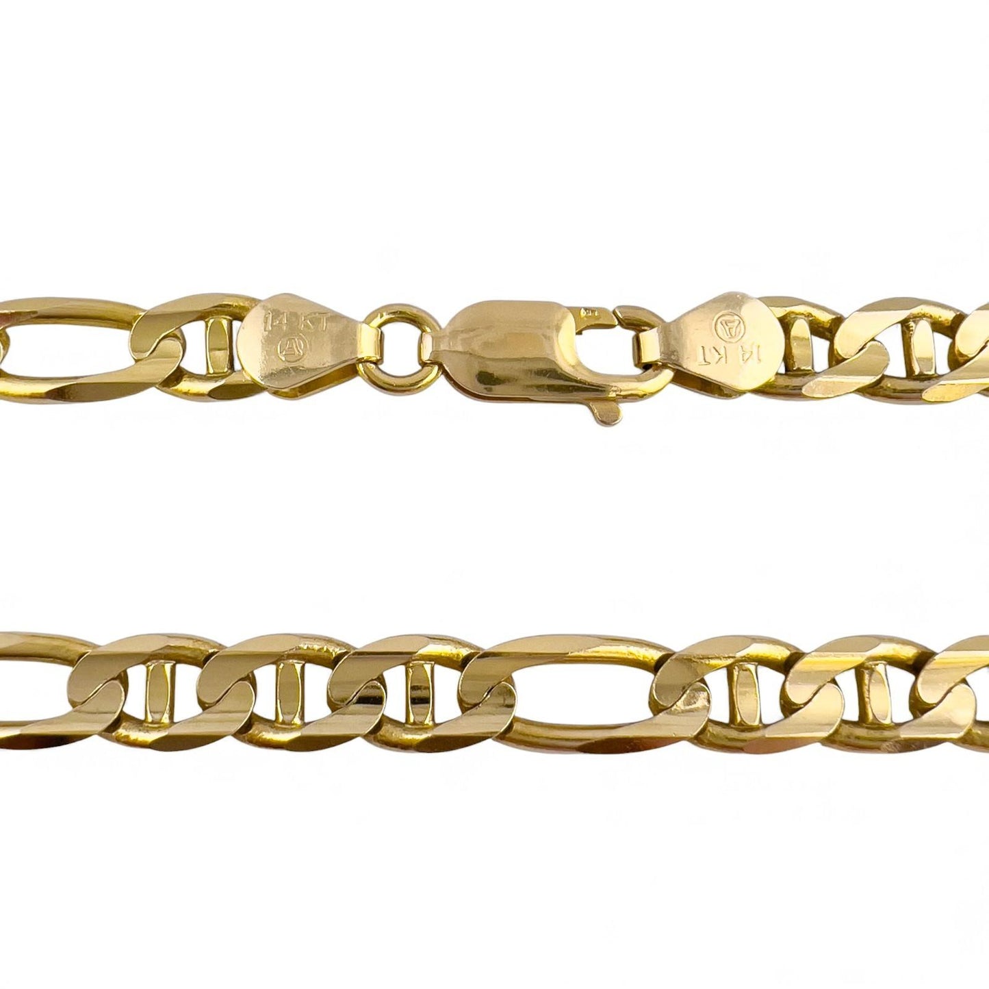 14k Solid Yellow Gold Figaro Mariner Link 6.00mm Chain Necklace 24" 32.3g ITALY