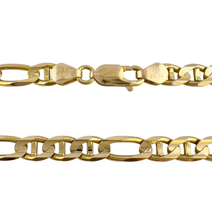 14k Solid Yellow Gold Figaro Mariner Link 6.00mm Chain Necklace 24" 32.3g ITALY
