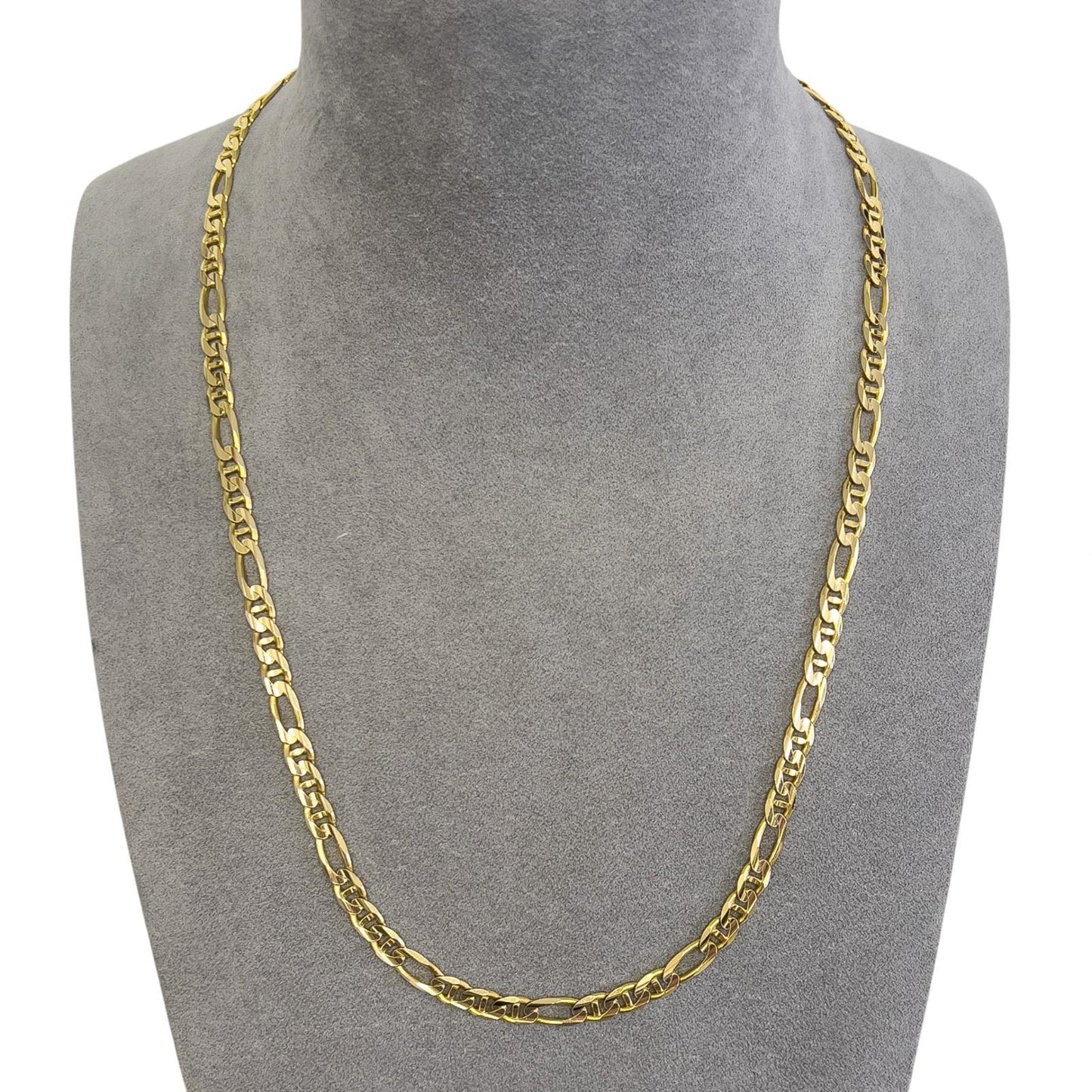 14k Solid Yellow Gold Figaro Mariner Link 6.00mm Chain Necklace 24" 32.3g ITALY
