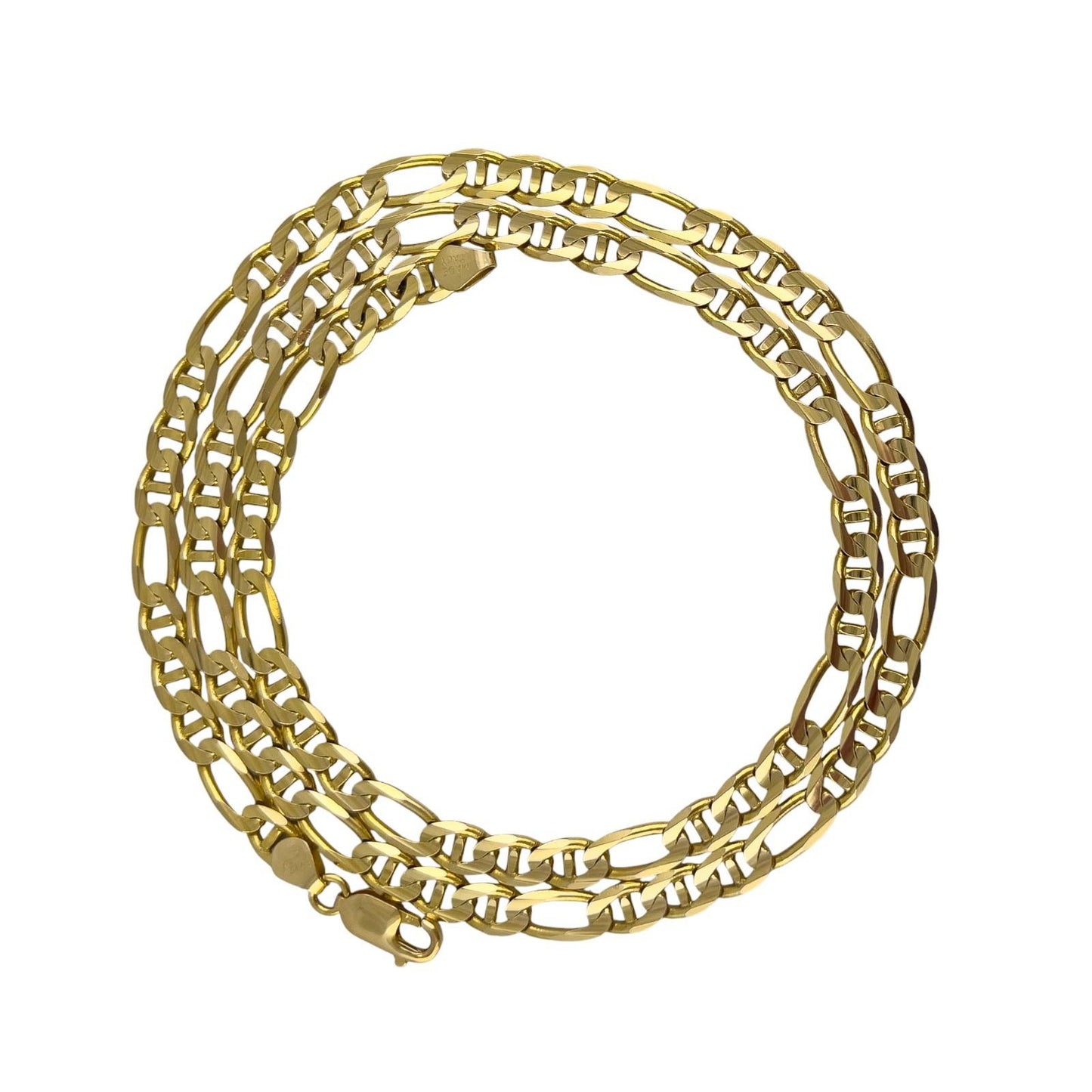 14k Solid Yellow Gold Figaro Mariner Link 6.00mm Chain Necklace 24" 32.3g ITALY