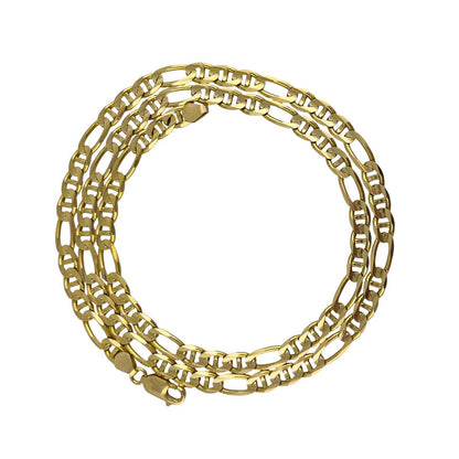 14k Solid Yellow Gold Figaro Mariner Link 6.00mm Chain Necklace 24" 32.3g ITALY