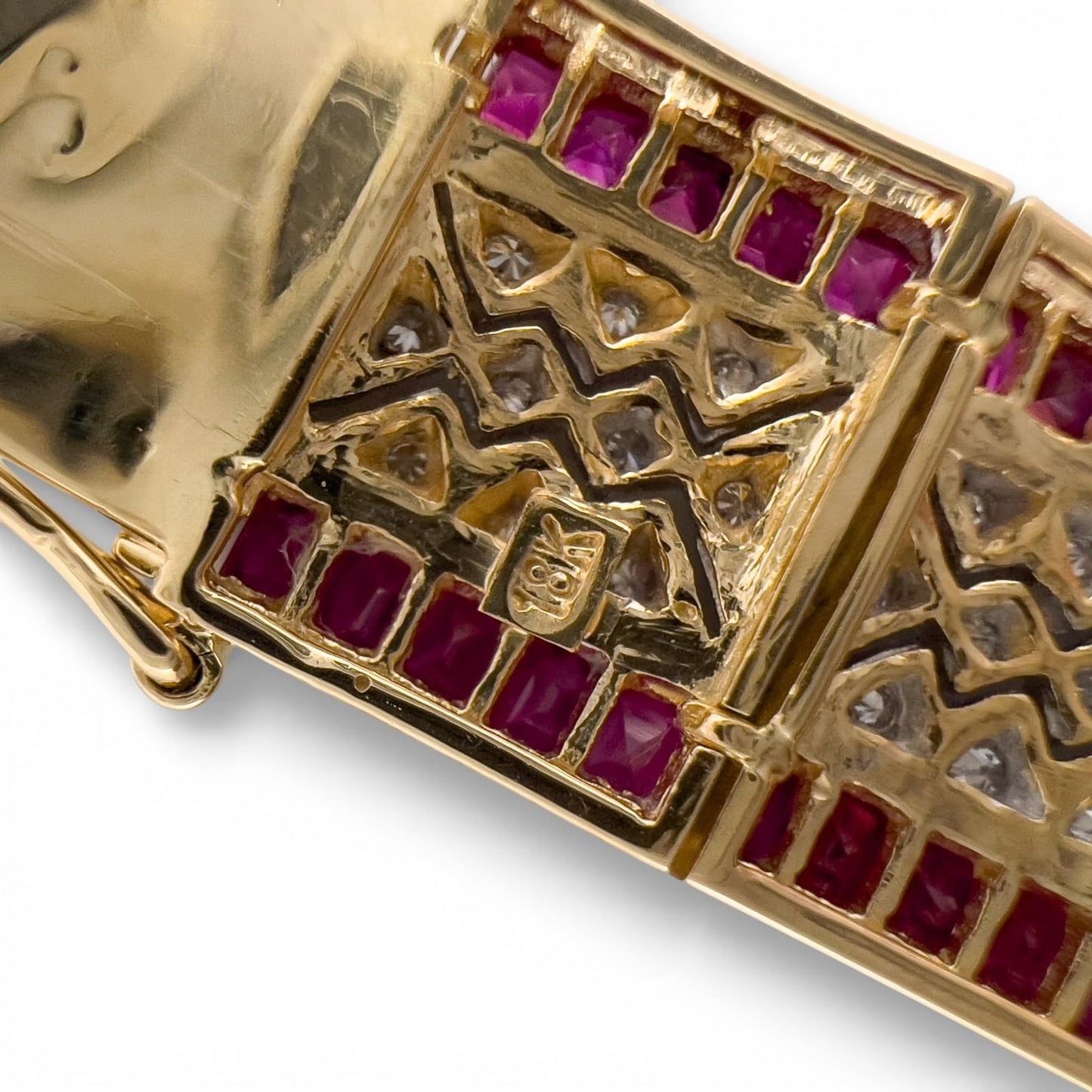 18k White & Yellow Gold 6.00ctw Ruby Diamond Bracelet 1.00ctw I I1 34.1g Size 7"