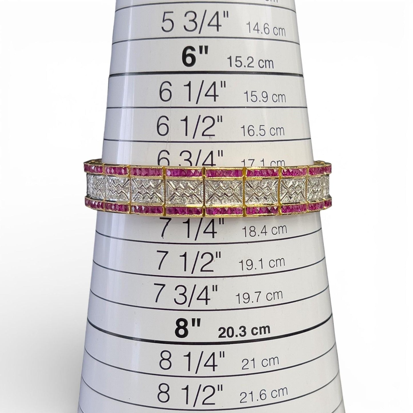 18k White & Yellow Gold 6.00ctw Ruby Diamond Bracelet 1.00ctw I I1 34.1g Size 7"