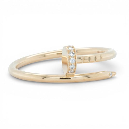 Cartier Juste un Clou Small 18k Yellow Gold Diamond Ring Size 59 / US 8.75