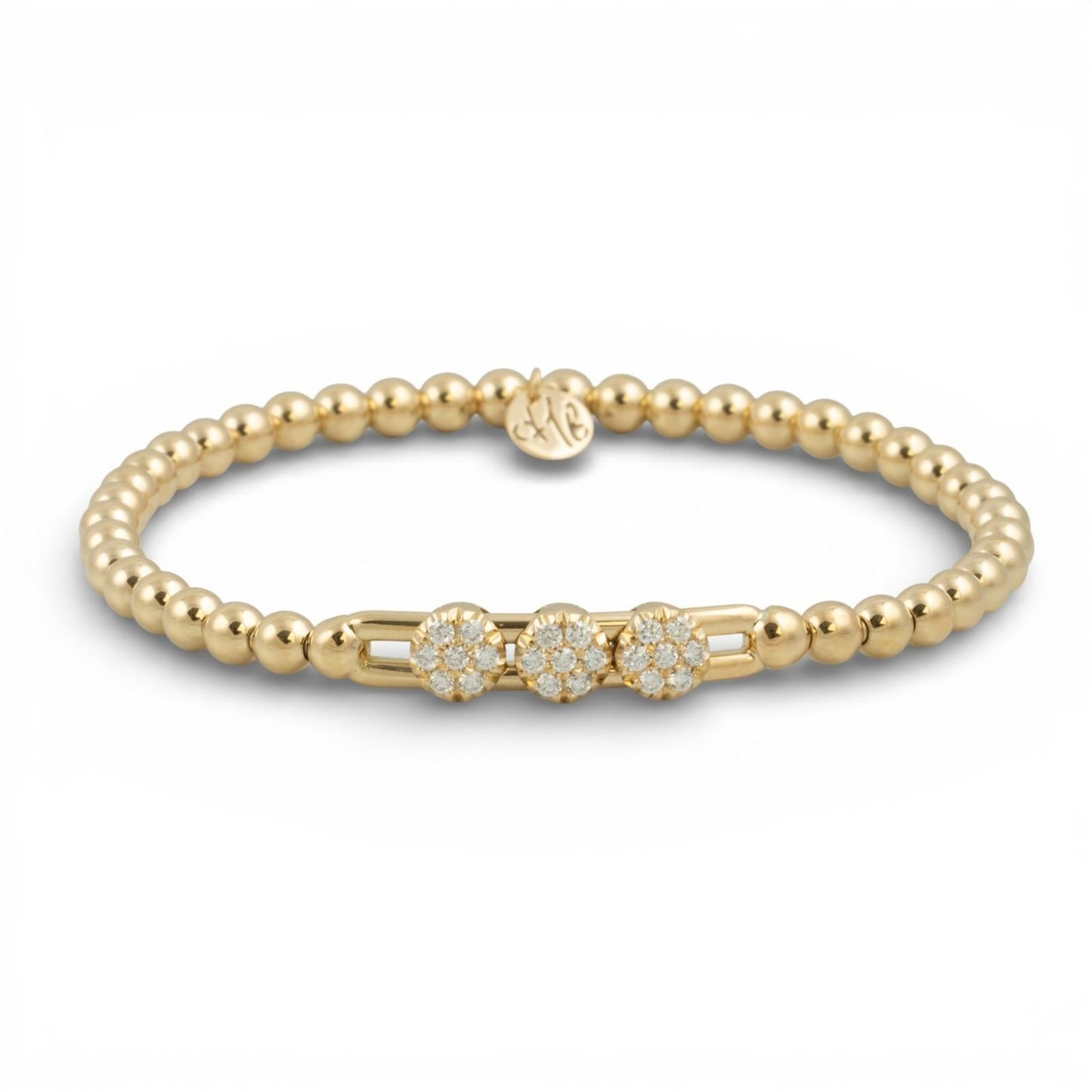 Hulchi Belluni Tresore Trio Diamond 18k Gold Slider Stretch Bracelet BOX + CARD
