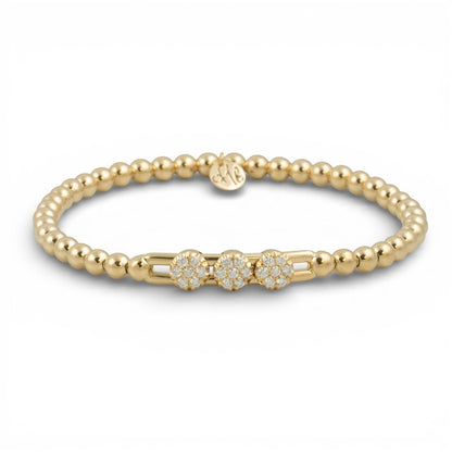Hulchi Belluni Tresore Trio Diamond 18k Gold Slider Stretch Bracelet BOX + CARD