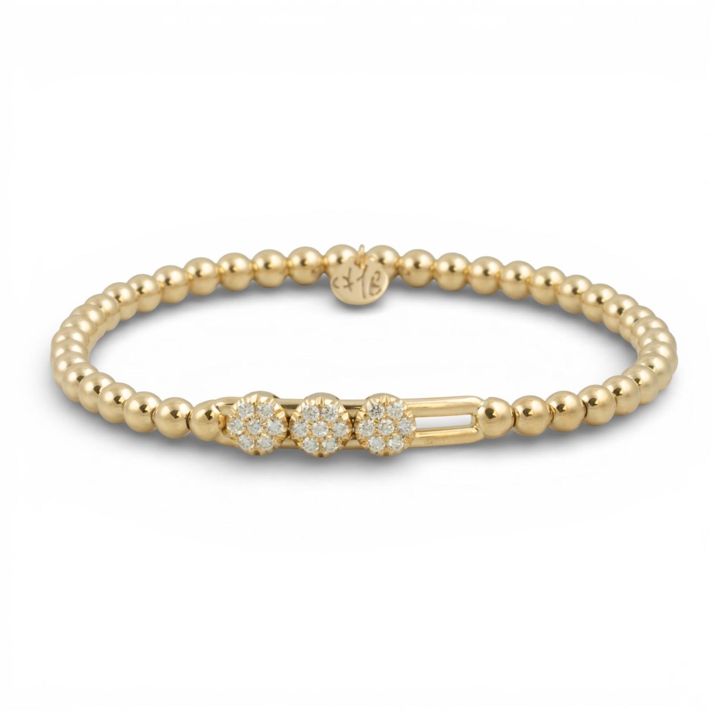 Hulchi Belluni Tresore Trio Diamond 18k Gold Slider Stretch Bracelet BOX + CARD