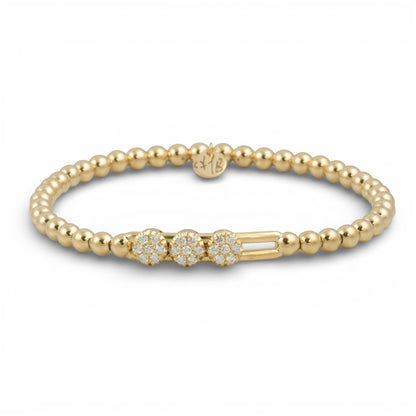 Hulchi Belluni Tresore Trio Diamond 18k Gold Slider Stretch Bracelet BOX + CARD