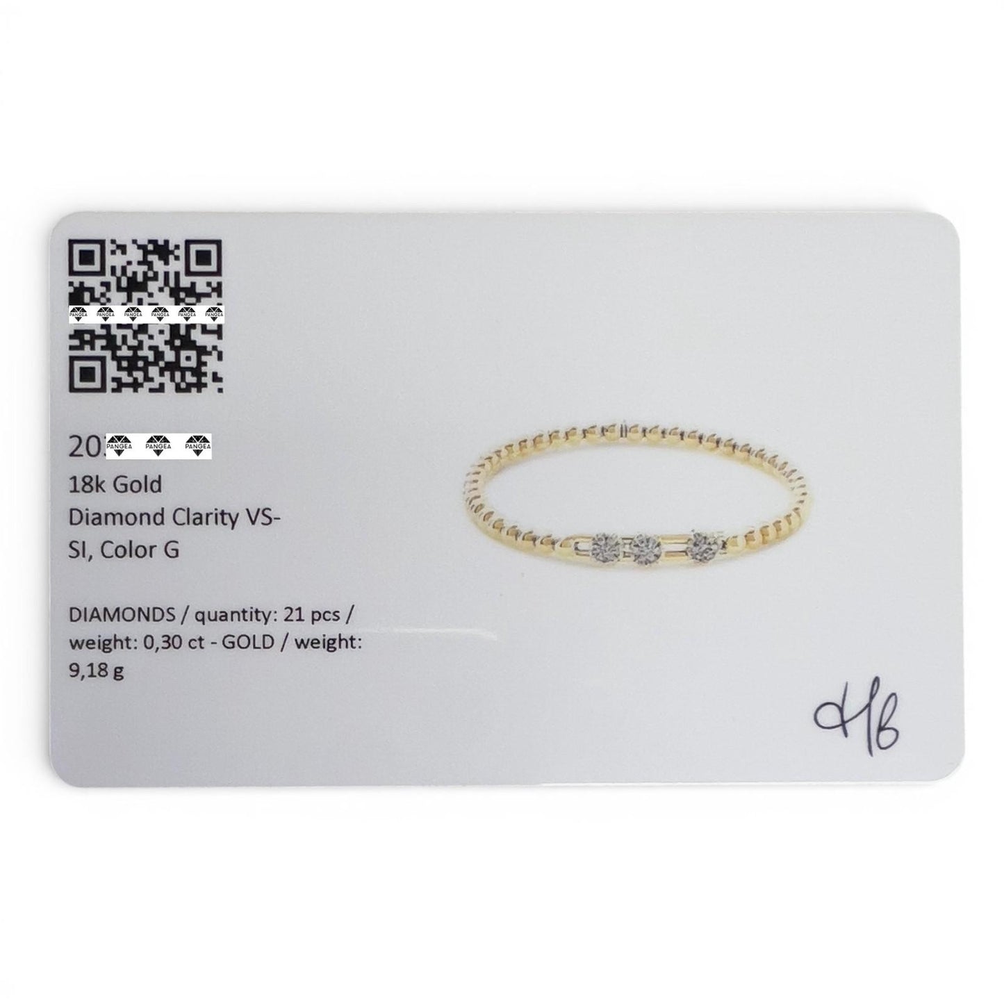 Hulchi Belluni Tresore Trio Diamond 18k Gold Slider Stretch Bracelet BOX + CARD