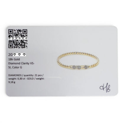 Hulchi Belluni Tresore Trio Diamond 18k Gold Slider Stretch Bracelet BOX + CARD