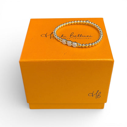 Hulchi Belluni Tresore Trio Diamond 18k Gold Slider Stretch Bracelet BOX + CARD