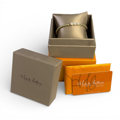 Hulchi Belluni Tresore Trio Diamond 18k Gold Slider Stretch Bracelet BOX + CARD