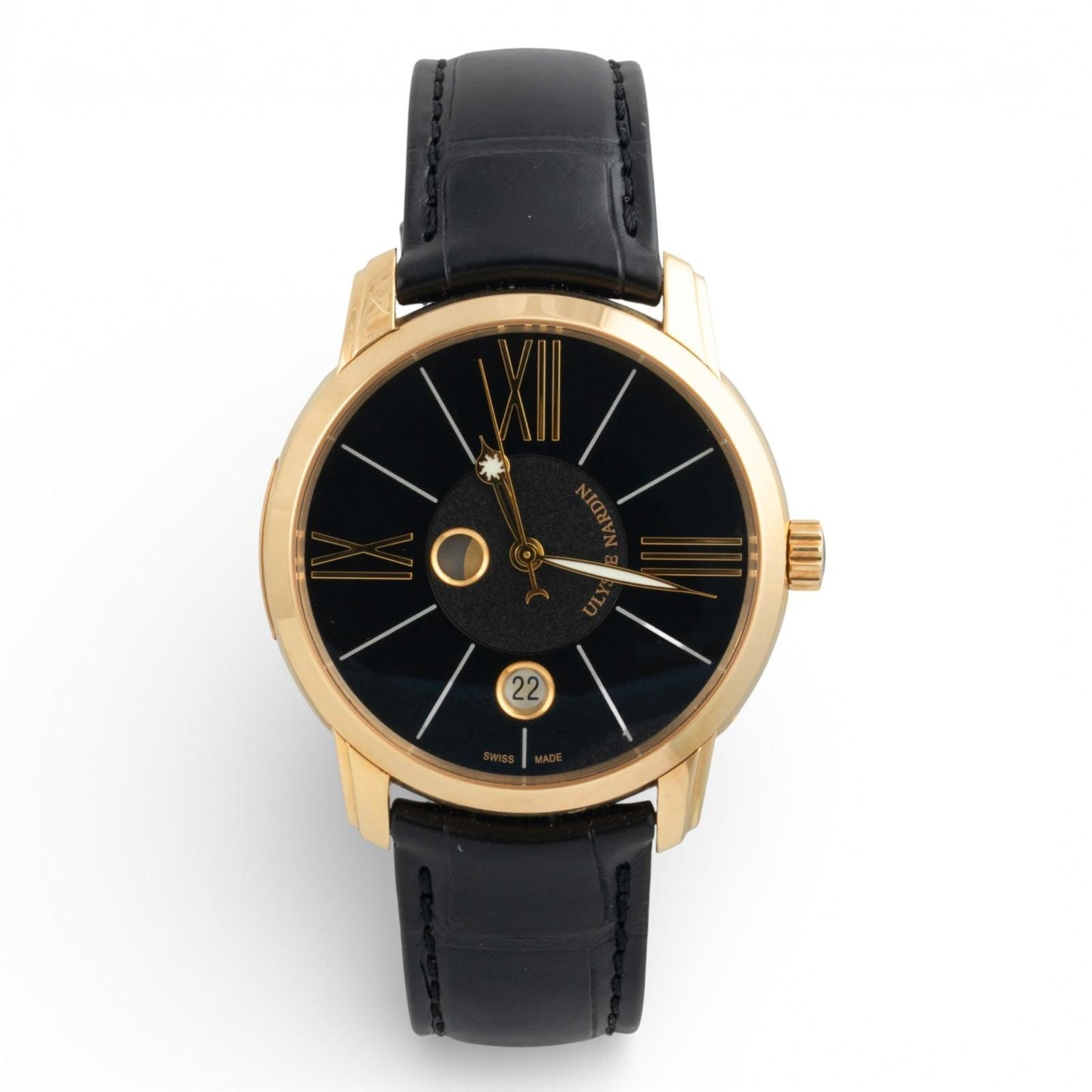 Ulysse Nardin Classico Luna 18K Yellow Gold 40mm Auto Moonphase 8296-122 w/ BOX
