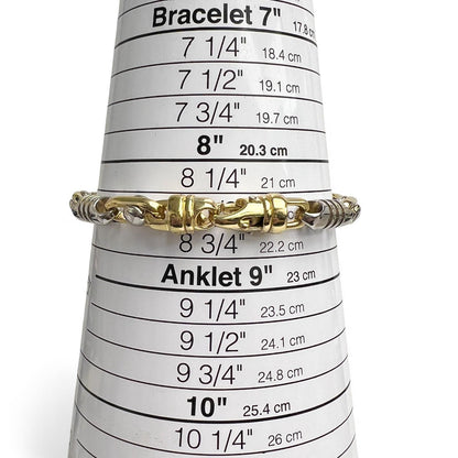 14k White Yellow Gold Mechanical Spinner Barrel & Spacer Link Bracelet 9.5" 69g