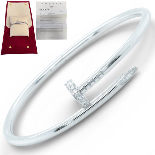 Cartier Juste un Clou Diamond 18k White Gold Classic Bracelet SZ 18 BOX RECEIPT