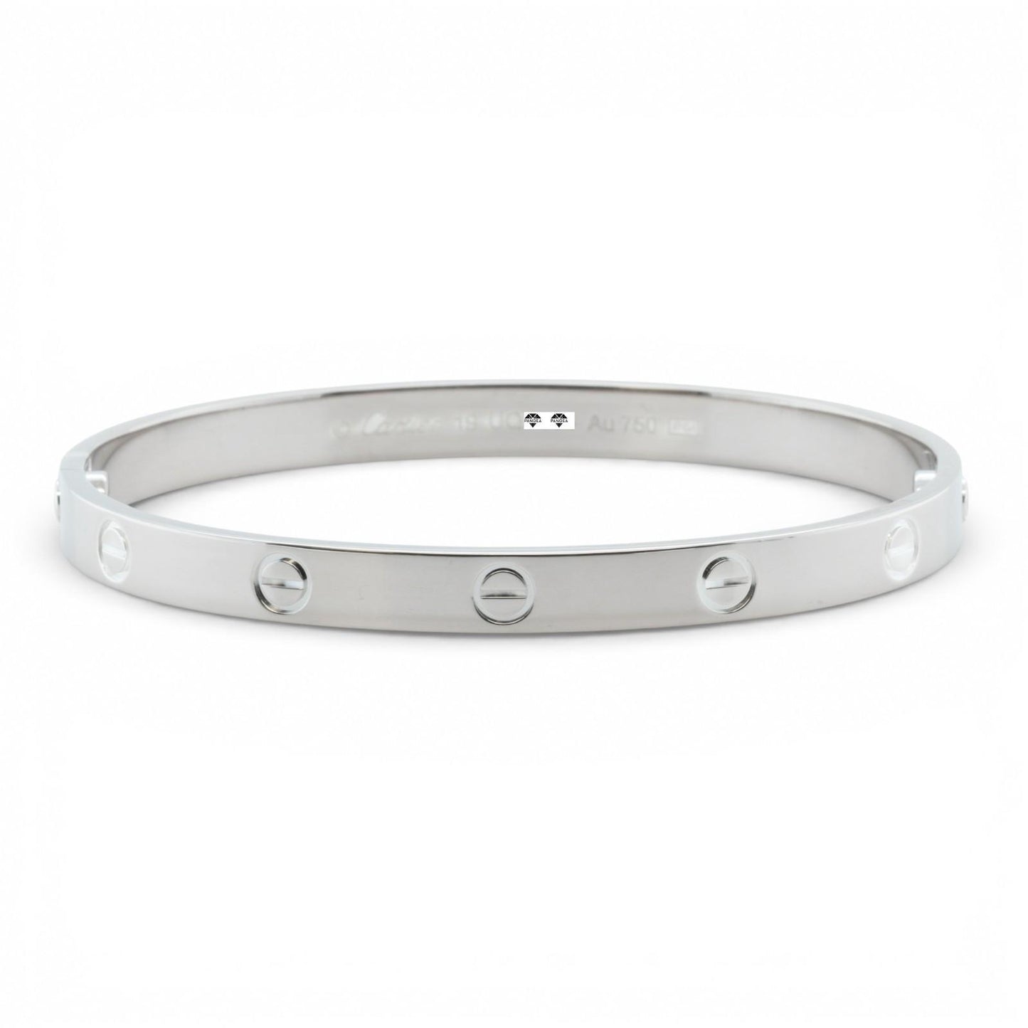 NEW STYLE Cartier Love Classic 18k White Gold Bracelet Size 19 POUCH & RECEIPT