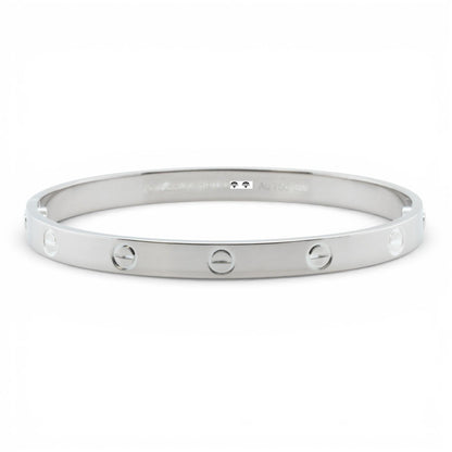 NEW STYLE Cartier Love Classic 18k White Gold Bracelet Size 19 POUCH & RECEIPT