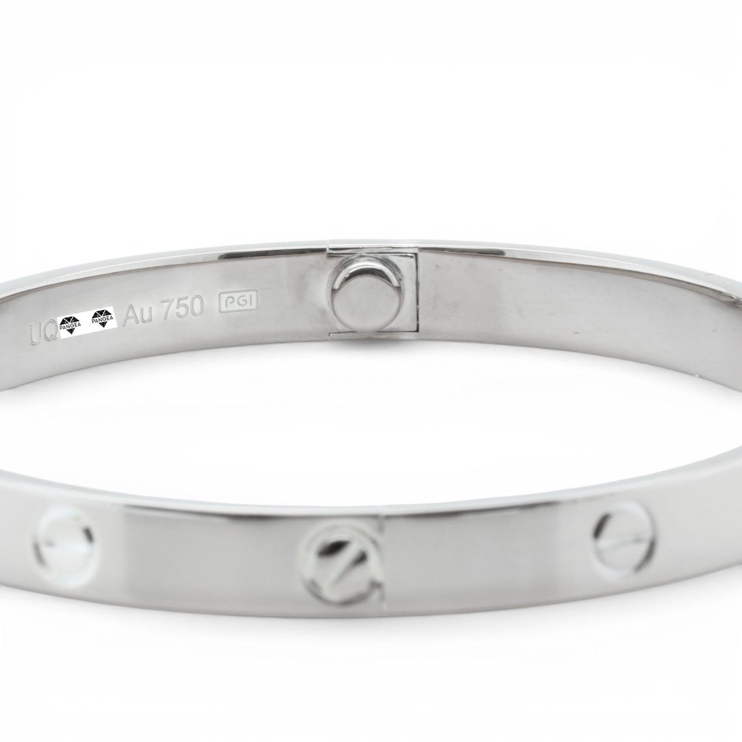 NEW STYLE Cartier Love Classic 18k White Gold Bracelet Size 19 POUCH & RECEIPT