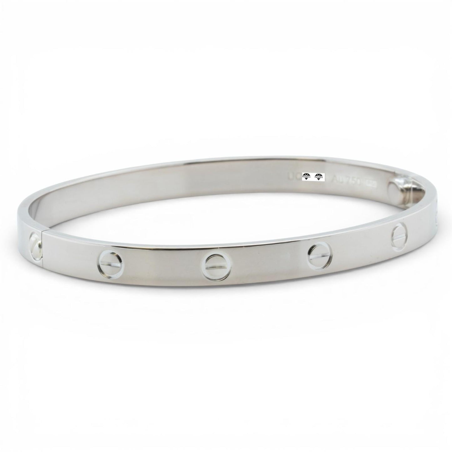 NEW STYLE Cartier Love Classic 18k White Gold Bracelet Size 19 POUCH & RECEIPT