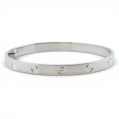 NEW STYLE Cartier Love Classic 18k White Gold Bracelet Size 19 POUCH & RECEIPT