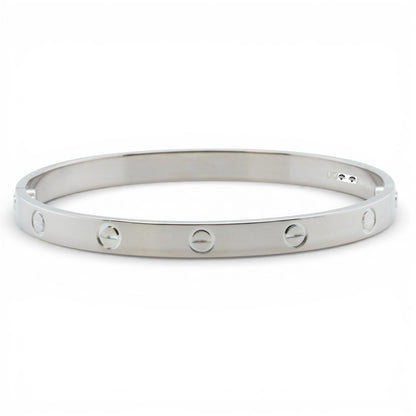 NEW STYLE Cartier Love Classic 18k White Gold Bracelet Size 19 POUCH & RECEIPT
