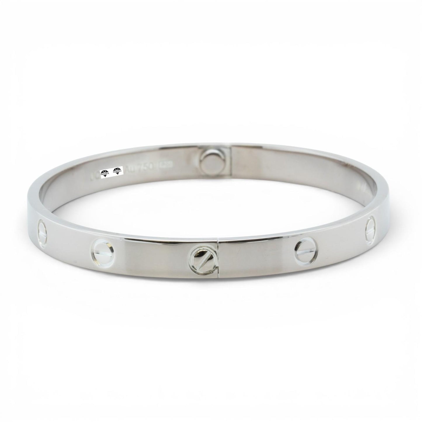 NEW STYLE Cartier Love Classic 18k White Gold Bracelet Size 19 POUCH & RECEIPT