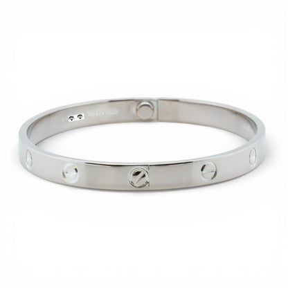 NEW STYLE Cartier Love Classic 18k White Gold Bracelet Size 19 POUCH & RECEIPT