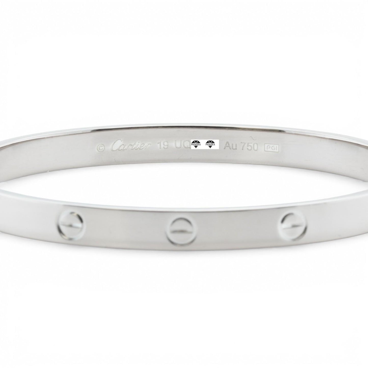 NEW STYLE Cartier Love Classic 18k White Gold Bracelet Size 19 POUCH & RECEIPT