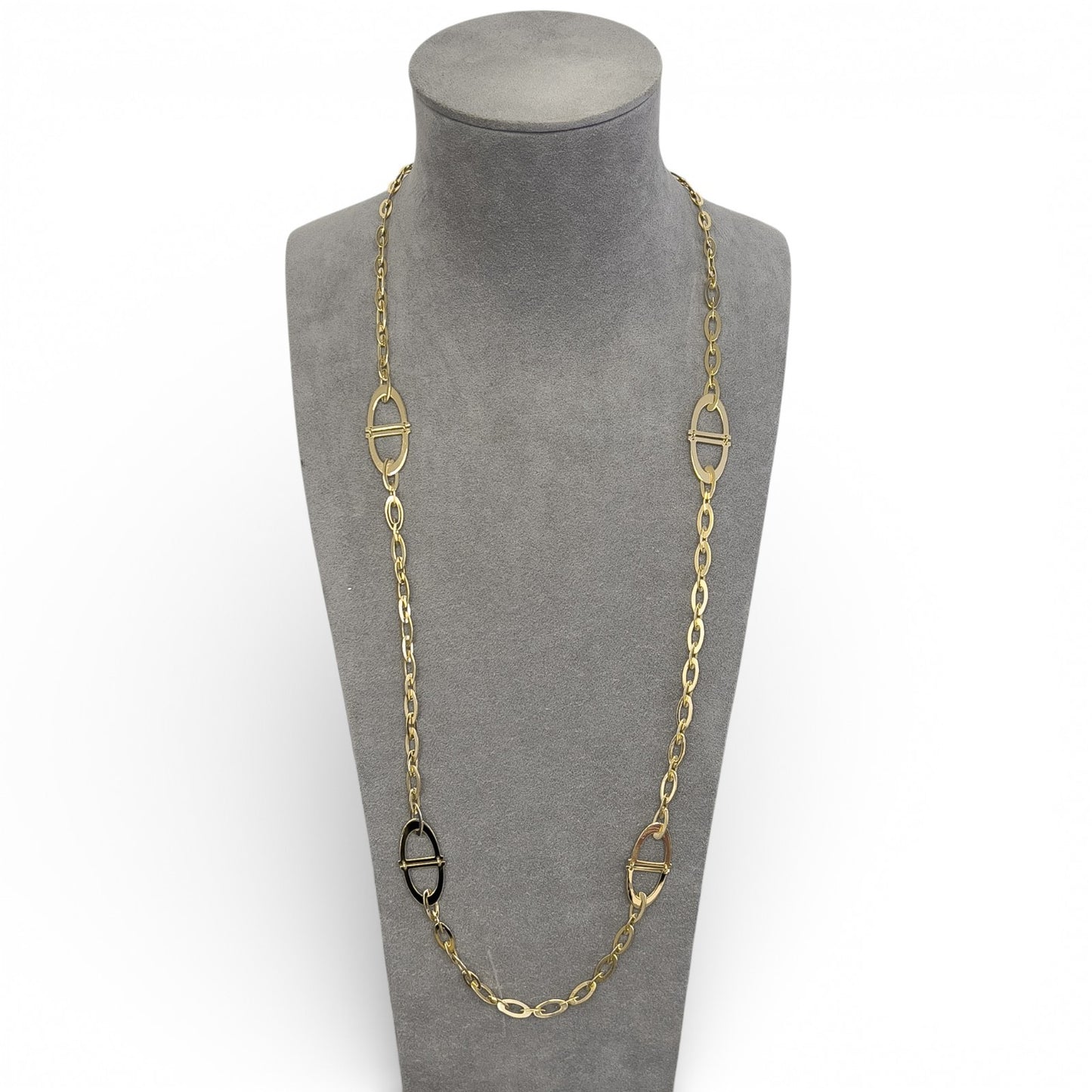 Roberto Coin Chic & Shine 18k Yellow Gold Sapphire Oval Toggle Necklace 35" RARE