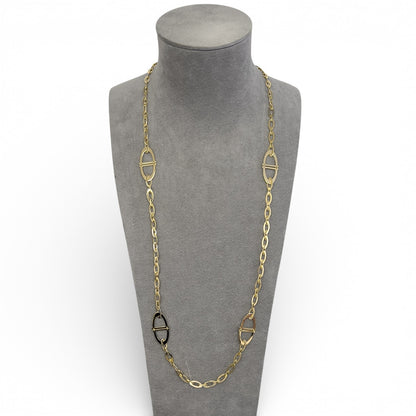 Roberto Coin Chic & Shine 18k Yellow Gold Sapphire Oval Toggle Necklace 35" RARE