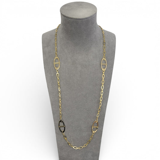 Roberto Coin Chic & Shine 18k Yellow Gold Sapphire Oval Toggle Necklace 35" RARE