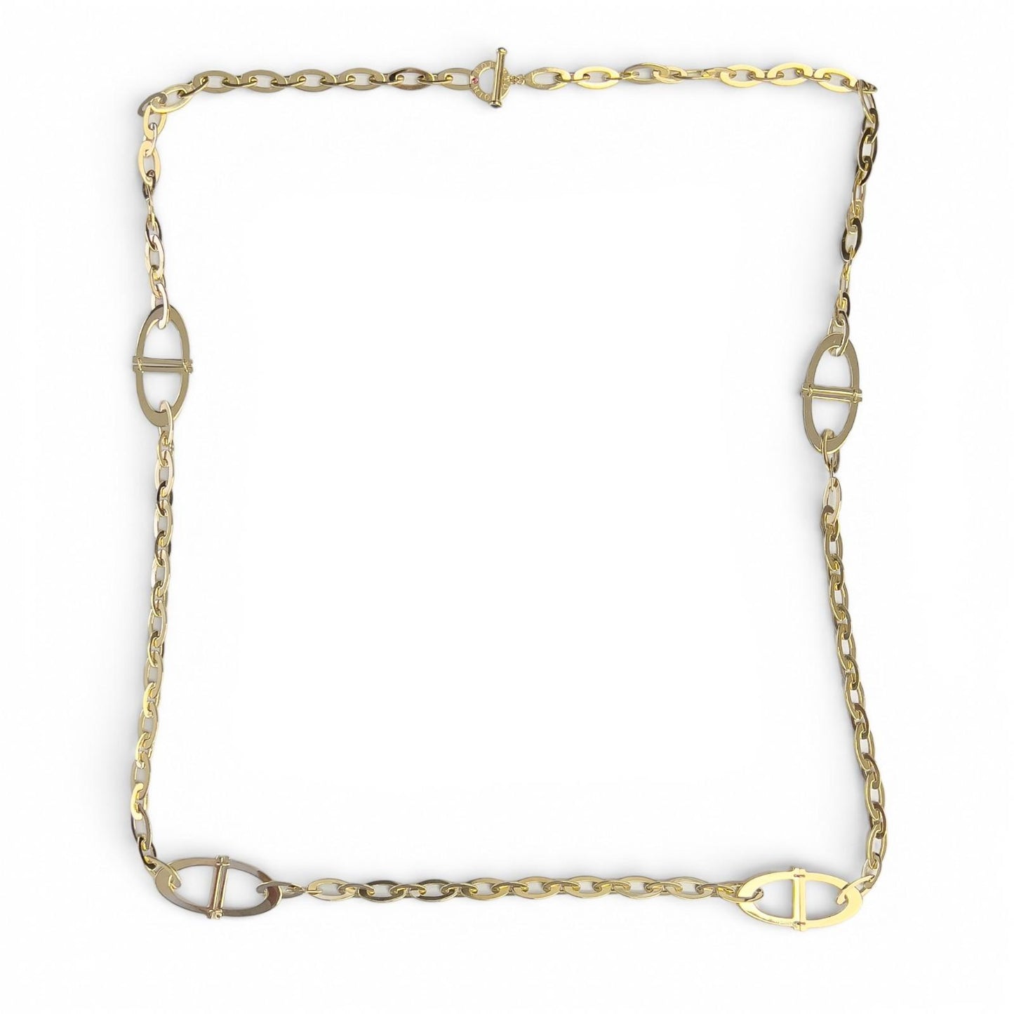 Roberto Coin Chic & Shine 18k Yellow Gold Sapphire Oval Toggle Necklace 35" RARE