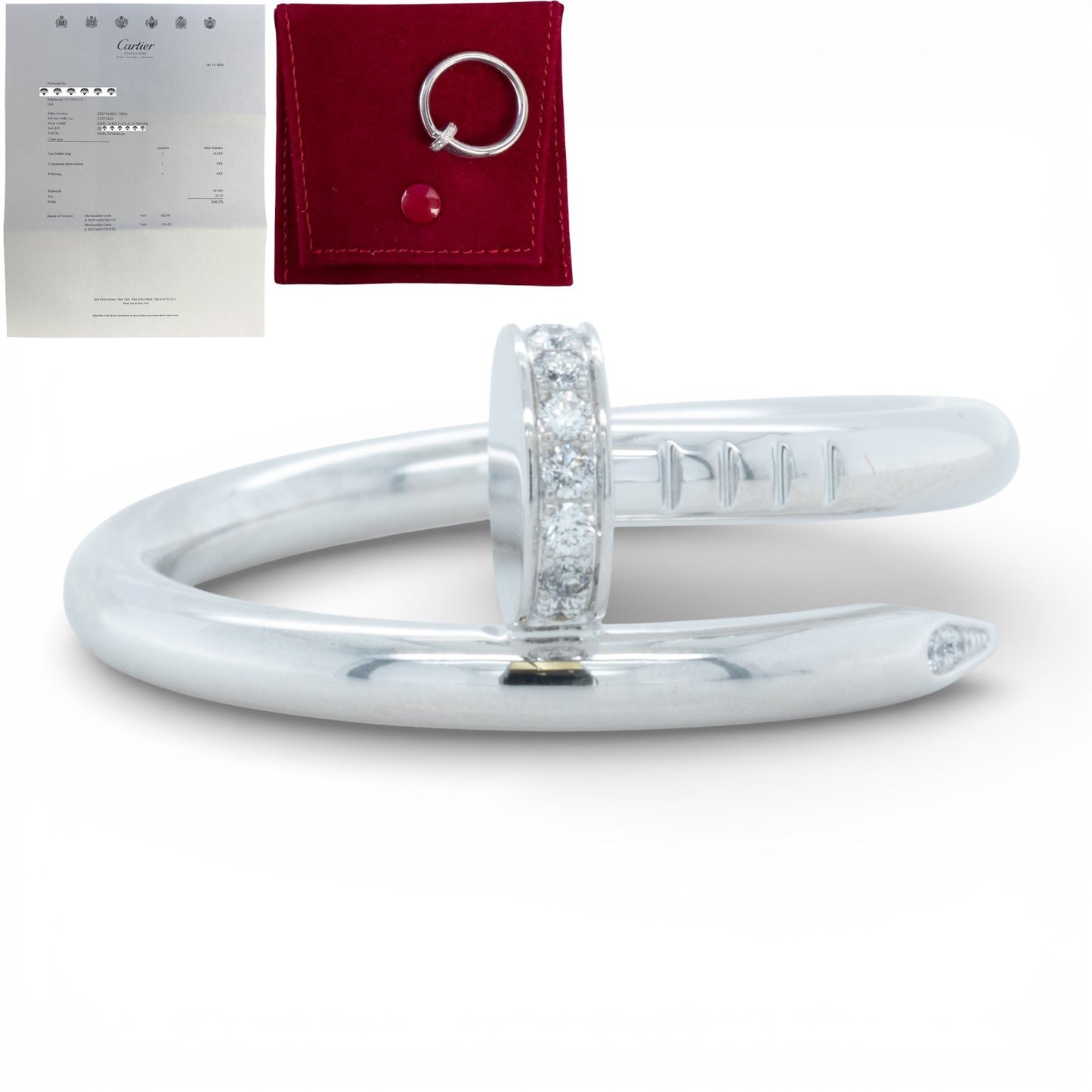 Cartier Juste un Clou Classic 18k White Gold Diamond Ring Size 58 / US 8.25 RCPT