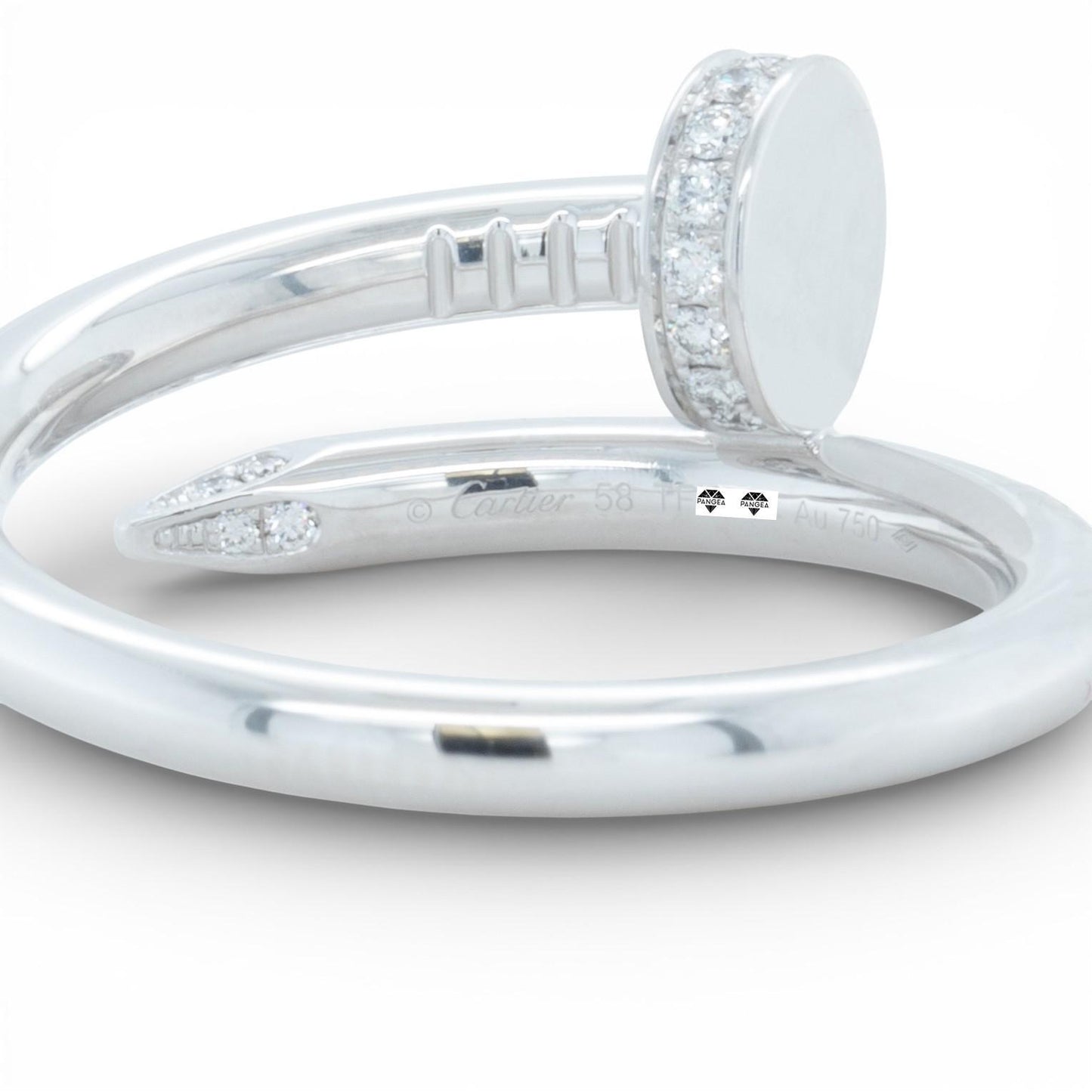 Cartier Juste un Clou Classic 18k White Gold Diamond Ring Size 58 / US 8.25 RCPT