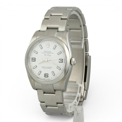 2015 Rolex Air King 114200 White 3-6-9 Arabic Dial 34mm Steel Watch BOX + PAPERS