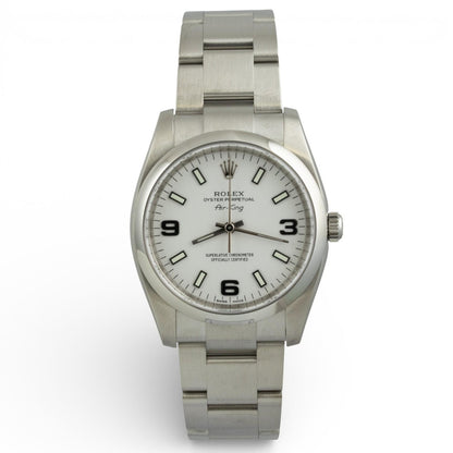 2015 Rolex Air King 114200 White 3-6-9 Arabic Dial 34mm Steel Watch BOX + PAPERS