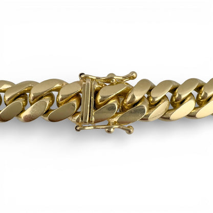 14k Yellow Gold Miami Cuban Link 8.5mm Hidden Clasp Chain Necklace 129.8g 24"