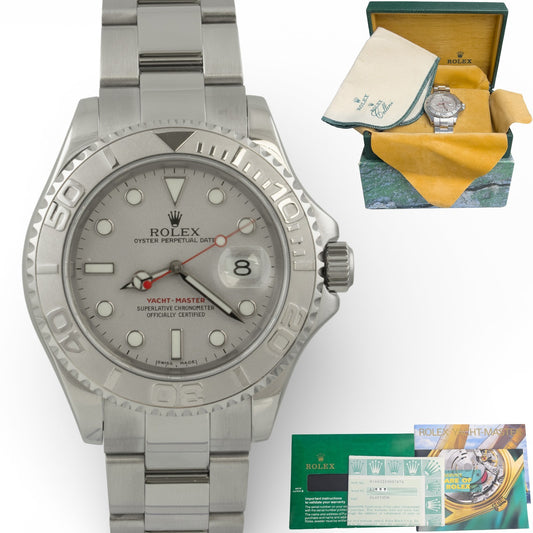 2001 Rolex Yacht-Master YM1 Platinum Stainless Steel 40mm 16622 BOX + PAPERS