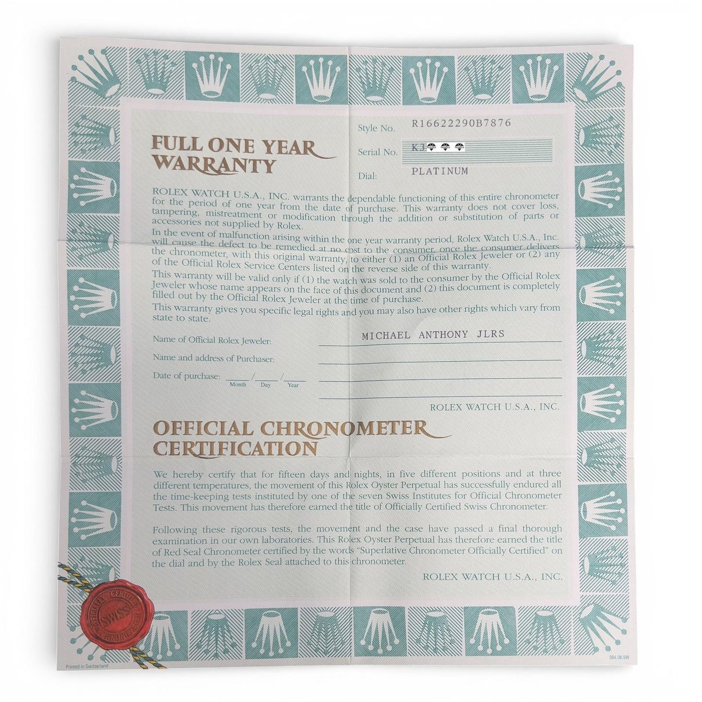 2001 Rolex Yacht-Master YM1 Platinum Stainless Steel 40mm 16622 BOX + PAPERS