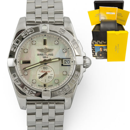 Breitling Galactic Steel MOP Diamond Automatic Ladies 36mm A37330 BOX + PAPERS