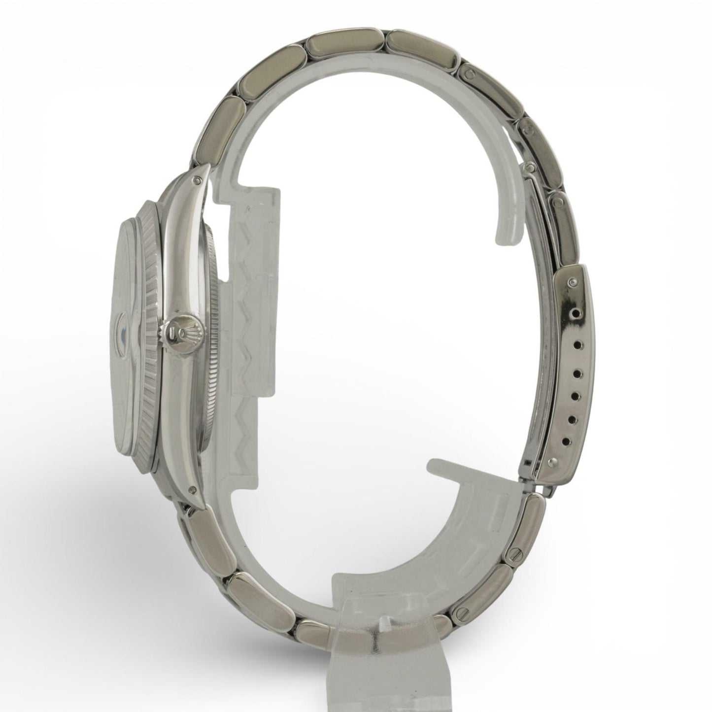 1985 Rolex DateJust 36mm SILVER Stainless Steel Engine Turned Bezel 16030 Watch