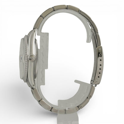 1985 Rolex DateJust 36mm SILVER Stainless Steel Engine Turned Bezel 16030 Watch