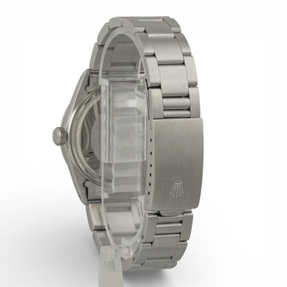 1985 Rolex DateJust 36mm SILVER Stainless Steel Engine Turned Bezel 16030 Watch