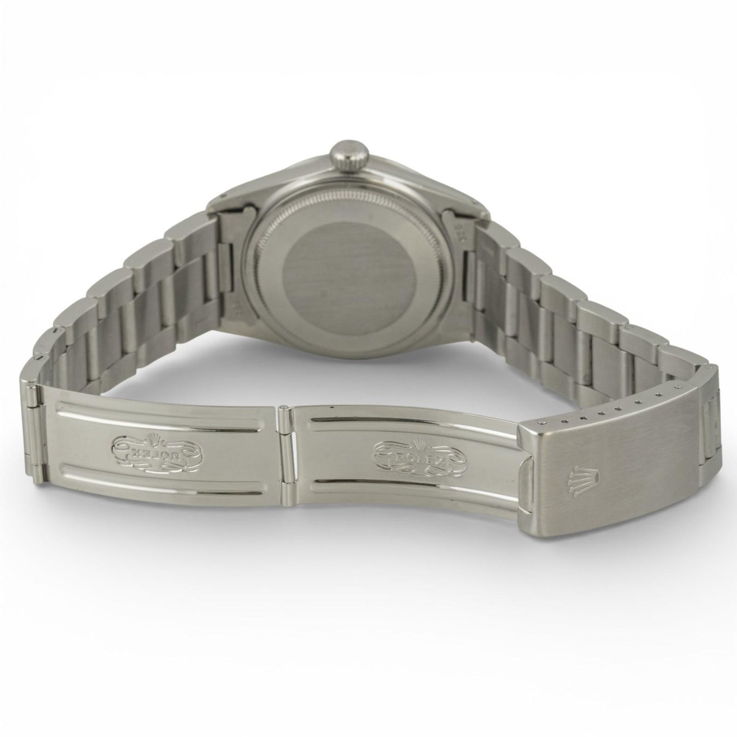 1985 Rolex DateJust 36mm SILVER Stainless Steel Engine Turned Bezel 16030 Watch