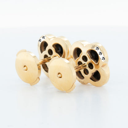 Van Cleef Arpels Pure Alhambra Onyx 18k Yellow Gold Earstud Earrings + RCPT COA